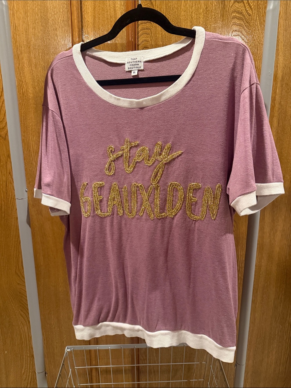 Stay Geauxlden Purple LSU Short Sleeve Top